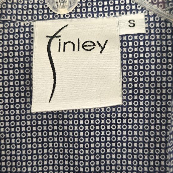 Finley Floral Button Up Shirt Womens Size Small Blue White Stretch Long Sleeve - Picture 7 of 7